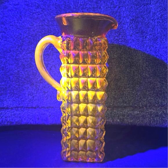 Vintage Diamond Small Pitcher Cadmium Glowing - Picture 1 of 10